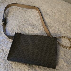 Michael Kors Black and Tan Belt Bag - Size Medium